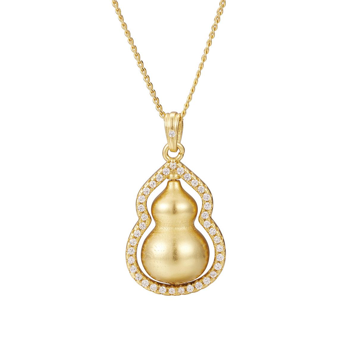 

Ожерелье из стерлингового серебра 925 пробы в форме старинной вращающейся тыквы для женщин, вращающаяся зеленая подвеска на удачу, универсальная цепочка на ключицу 925 Silver