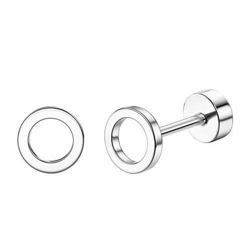 Florideco 1Pair Hypoallergenic Flat Back Stud Earrings for Women Men Surgical Stainless Steel Cartilage Studs Earrings Piercing