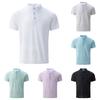 Men's Summer Solid Color Ice Silk Mesh Button Collar Short Sleeve Tops Men's Casual Loose Fashion Tops