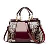 Women's Patent Leather Bright Bread Elegant Mature Embroidered Handbag Large-capacity Women's One-shoulder Messenger Bag