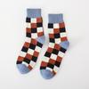Men's Fashion Plaid Cotton Socks - Casual Business Autumn/Winter Style, British Trendy Mid-Calf, Colorful Design