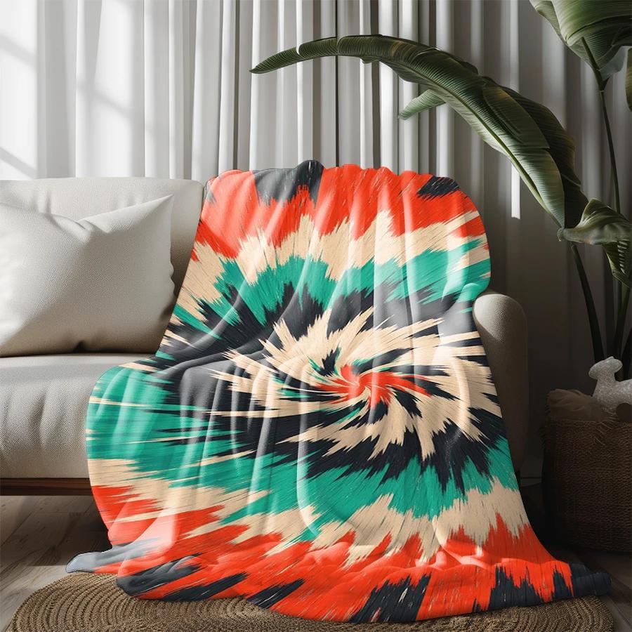 Spiral Tie-Dye Pattern Microfiber Flannel Cover Blanket Bedroom Living Room Sofa Soft And Comfortable Home Decoration