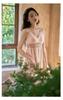 French Court-Style Long Sleeve Camisole Sleep Dress with Bra Pads - Two-Piece Fairy Home Wear Set