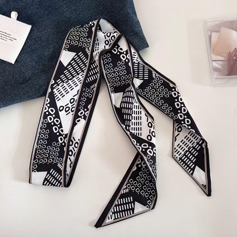 140*6cm Long Narrow Thin Scarf for Women Ins Trendy Tie Neckerchief Vintage Long Headband Bag Tie Decoration Fashion Accessories
