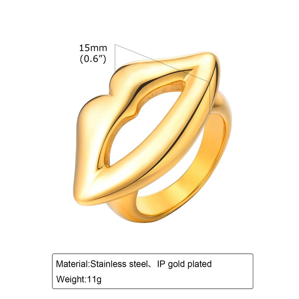 Waterproof Stainless Steel Chunky Dome Rings for Women, Geometric Ring Gold Plated Aesthetic Fashion Jewelry