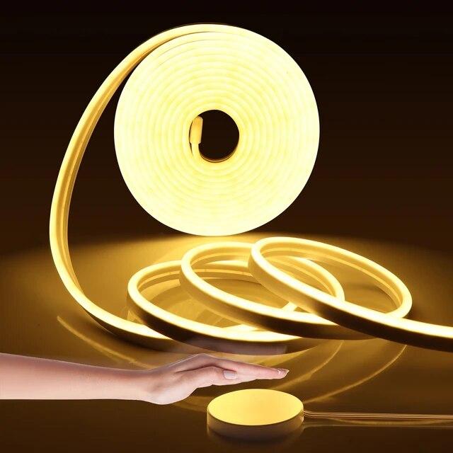 Spina di UE 12V 1M/2M/3M/4M/5/M Lampada al neon a strisce LED impermeabile con scansione manuale e interruttore dimmer touch per l'illuminazione dell'armadio da cucina