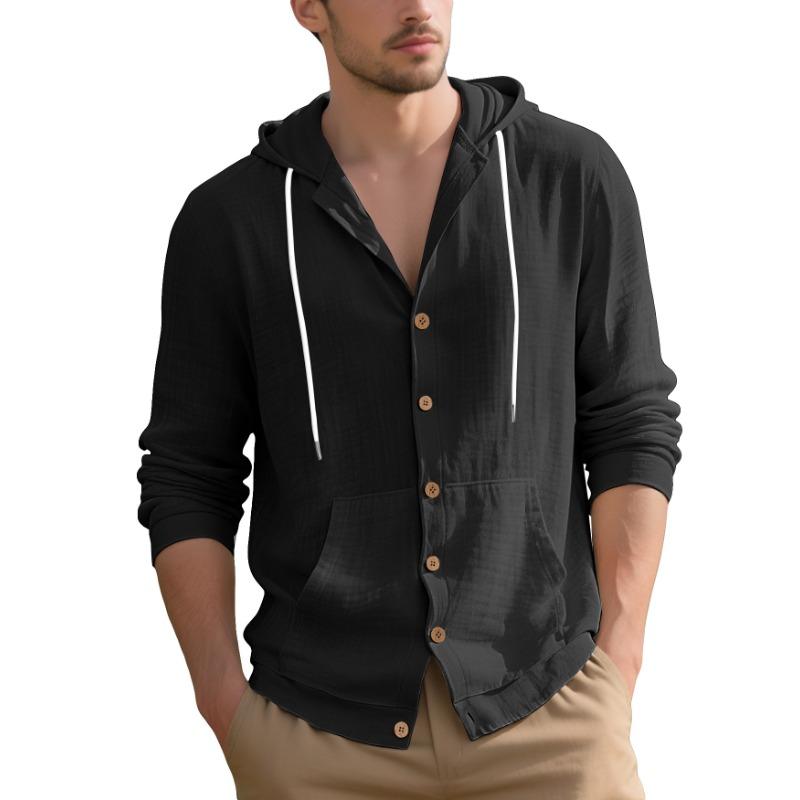 2026 Autumn and Winter New Solid Color Fashion Shirt Casual Long Sleeve Hooded Cardigan Jacket