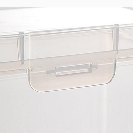 Transparent Storage Box with Dustproof Lid Yellow Handle Stackable Plastic Organizer Cosmetics Office Spices Art Supplies Tools