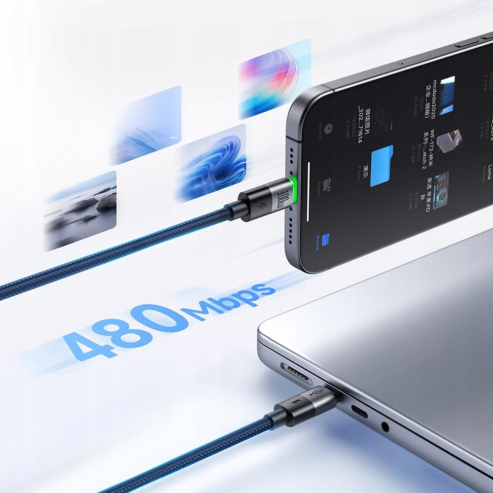Mcdodo Usb-C 2In1 Fast Charging Cable For Iphone 14 Macbook Led 100W 2M