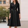 ZANZEA Women Casual Turn Down Collar 3/4 Sleeve Elegant Dress