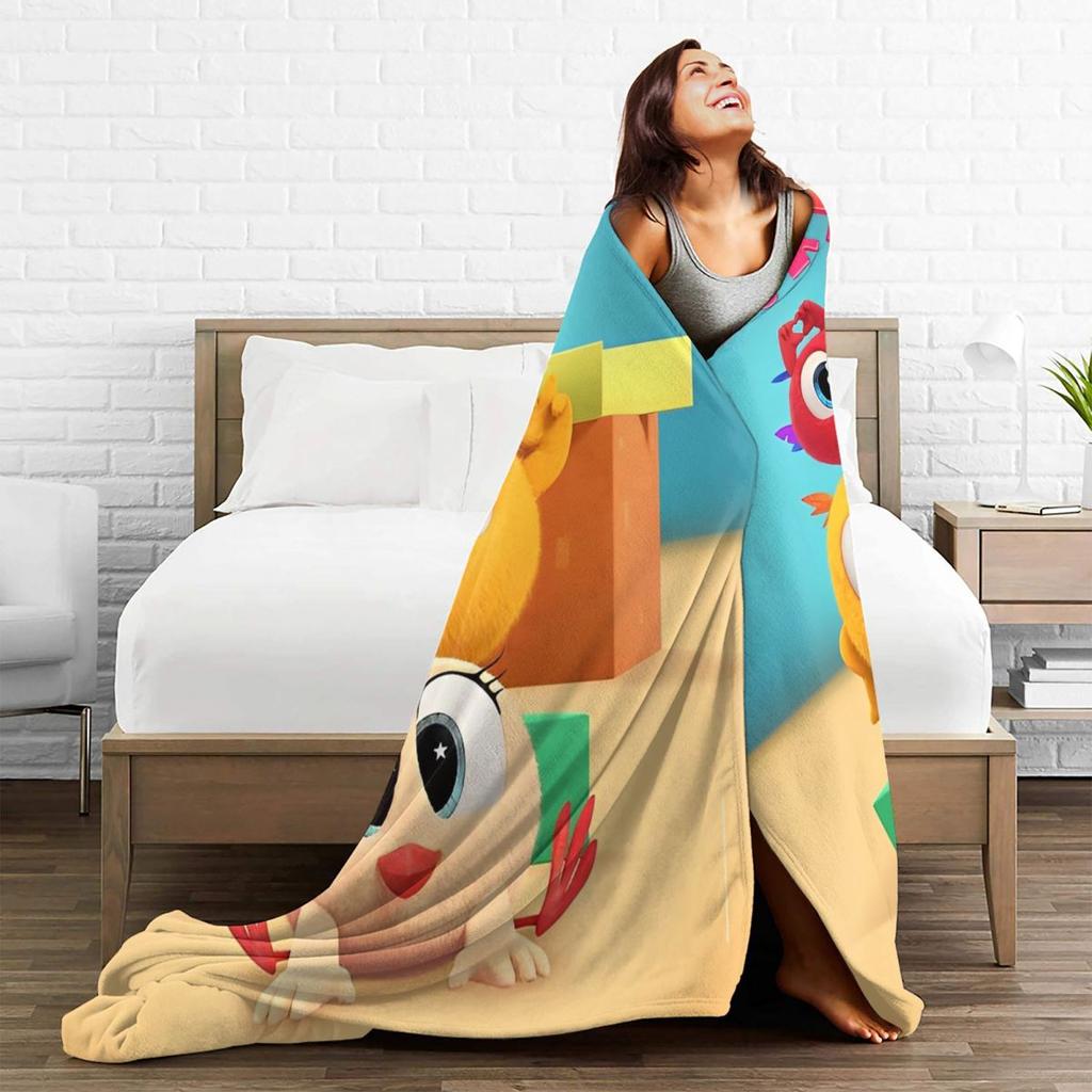 Where's Chicky Cartoon Blanket Flannel Printed Cute Chick Multi-function Super Warm Throw Blankets for Home Travel Rug Piece