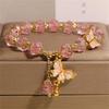 Nature Glass Bead Bracelet Adorned with Butterfly Pendant and Rose Garden Charm for All Day Comfort and Elegant Styles