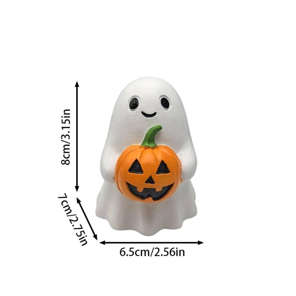 Cute Halloween Ghost Statue Resin Mini Pumpkin Ghost Figurine Realistic Holding Pumpkin Ghost Home Living Room Decor