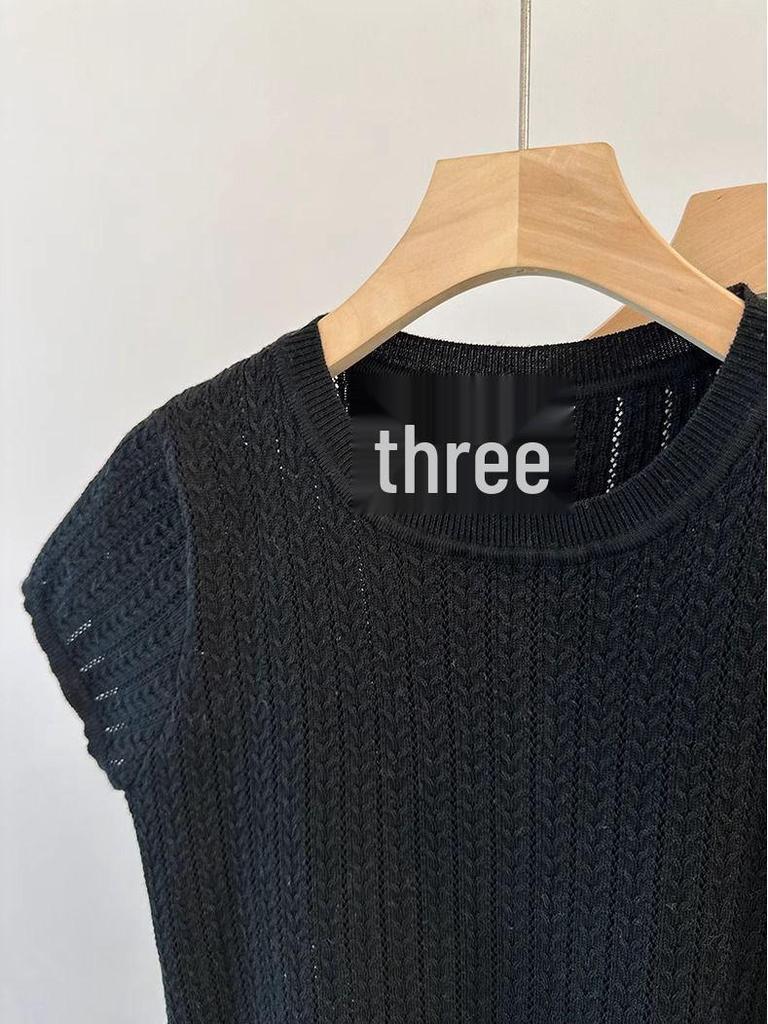 Korean Style Twist Hollow Knitted Short Sleeve Women's Spring/Summer 2025 Top