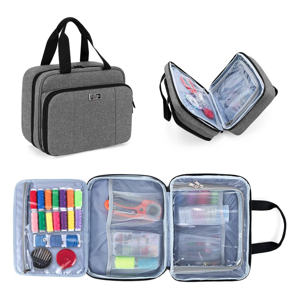 Luxja Sewing Large Easy to Sewing Sewing Tool Carrying Bag Gray Bag, Capacity, Multi-Pockets, Find, Box, Storage, Bag, Only,