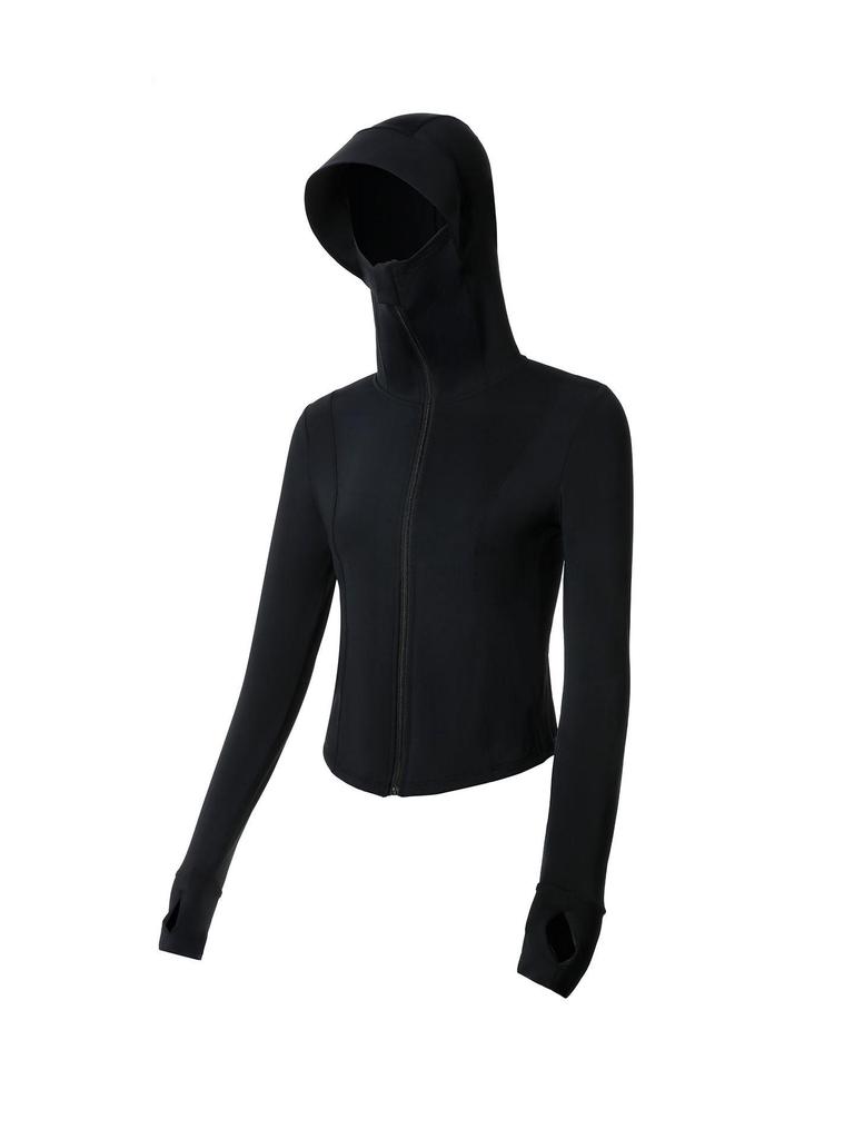 2025 Women's Black Slim Fit Sun Protection Ice Silk Jacket: Breathable, UV-Protective Summer Sportswear