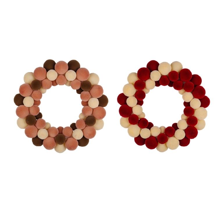 Colored Ball Wreath Door Hanging Decoration Handmade Christmas Wreath For Front Door Wall Or Window Display Home Decoration