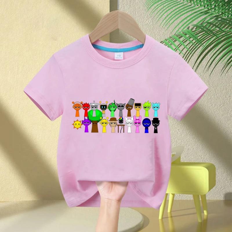 2026 Summer Short-sleeved Sprunki Cute Fashion Top Boys Girls Comfortable Round Neck Pure Cotton T-shirt Children's Sprunki Gift