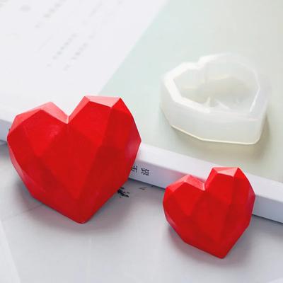 3D Diamond Soap Moulds Love Heart Shape Candle Silicone Mold Cake Decoration Chocolate Cookie Muffin Baking Tool Dessert Mold