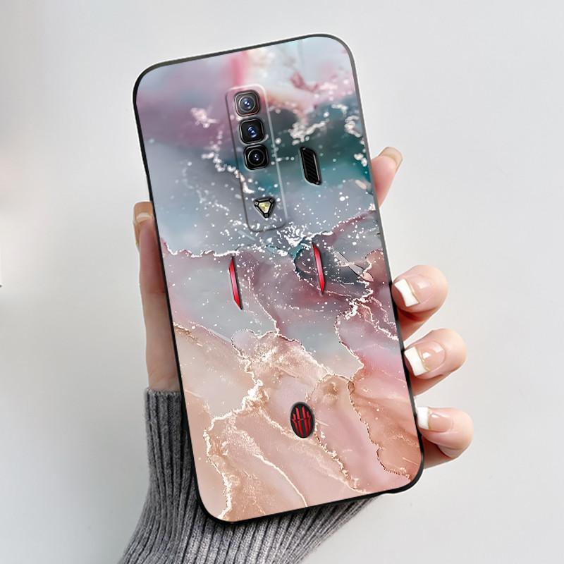 Per Custodia Red Magic 7 NX679J Per Nubia Red Magic 7S Cover Posteriore Carino Coniglio Amore Nero Morbido TPU Custodia per Telefono Per RedMagic 7 7S Guscio