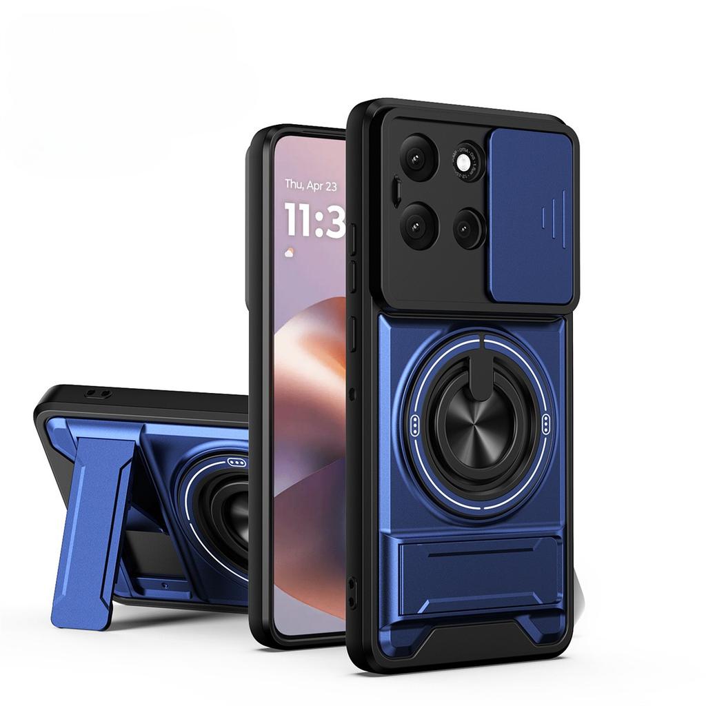 Magnetic Phone Case for Motorola Moto G35 G55 G86 G53 G34 G56 G84 G64 G45 5G G54 Slide Camera Protection Lens Ring Stand Cover