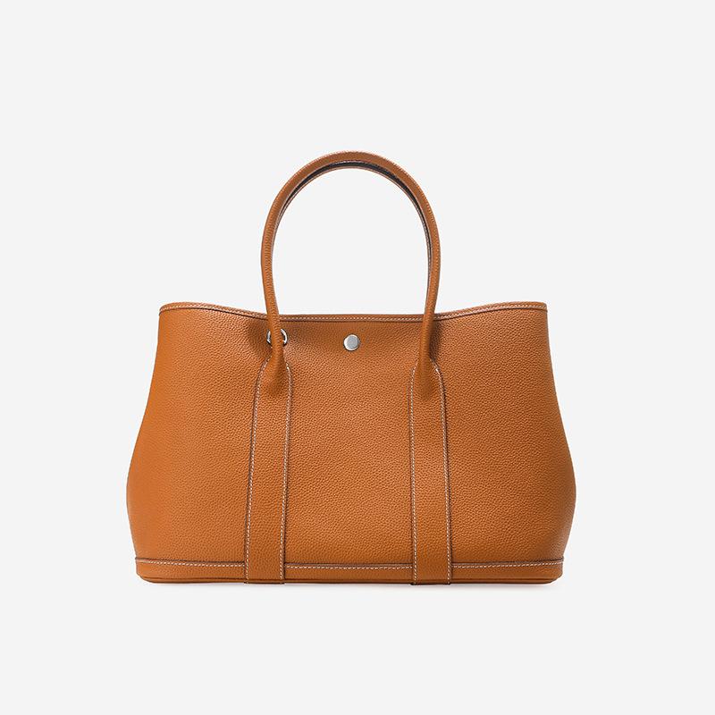 Togo First Layer Cowhide Garden Bag Women's Hand Shoulder Tote Bag Versatile Simple Bucket Bag Commuter Leather Big Bag