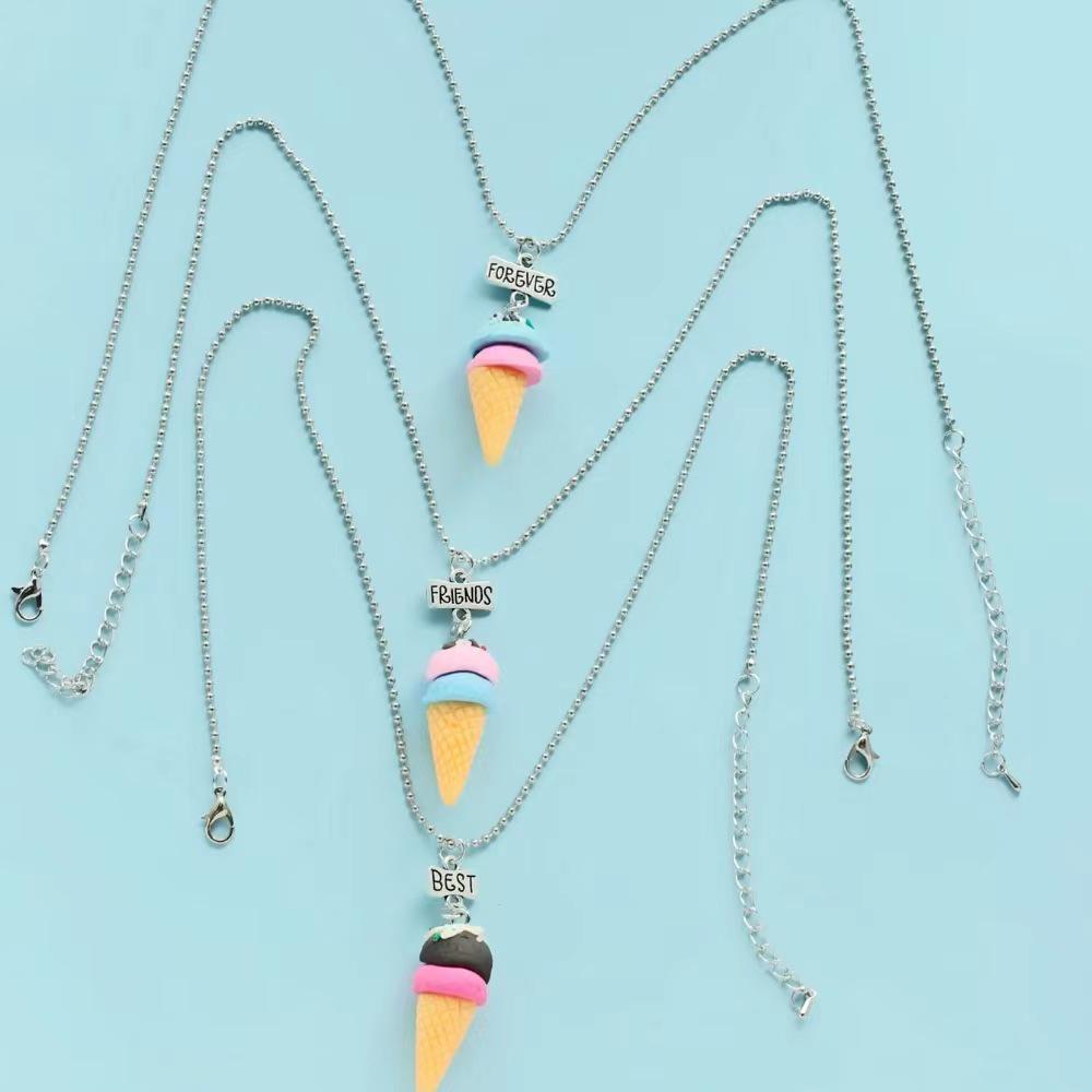 Letni naszyjnik dziecięcy z zawieszką w kształcie rożka lodowego