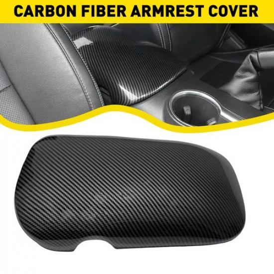 Center Console Armrest Box Cover Trim For Ford Mustang 2015-Up Carbon Fiber Look