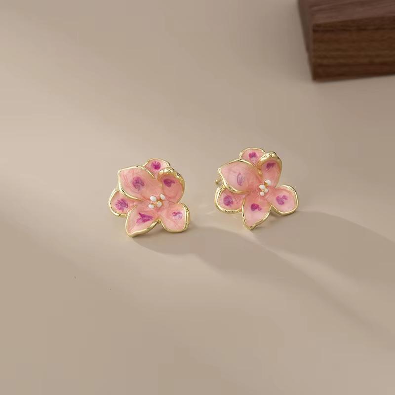 Pink Color Dangle Earrings for Women Korean Fashion Flower Long Hanging Earrings Butterfly Heart Pendants Twist Drop Earrings