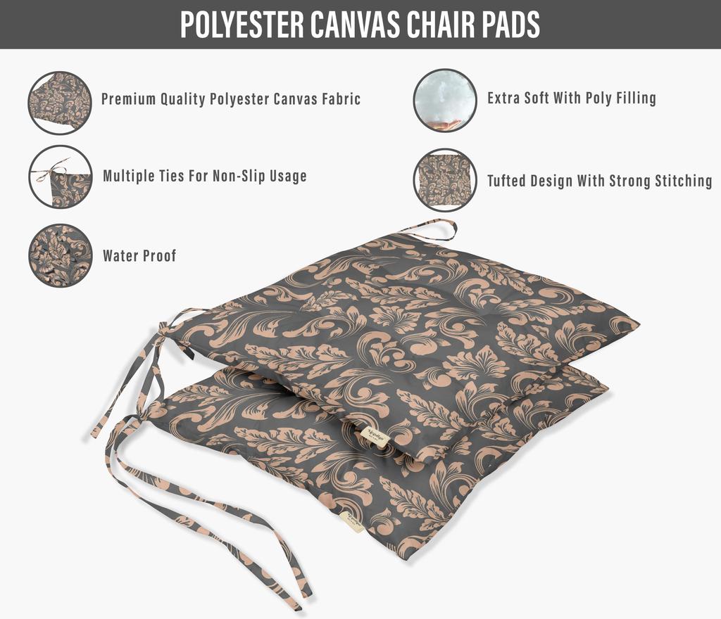 Vargottam Indoor Outdoor Tufted Printed Square Seat Patio Cushion Set Of 2 Water Resistant Patio Furniture Seat Cushion 19-inches, Brown |