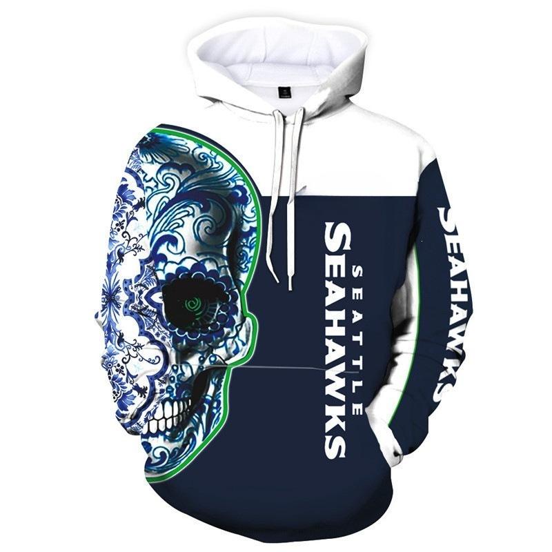Herbst Winter Kreativ Retro Totenkopf 3D Digitaldruck Herren Locker Sitzende Pullover Hoodies Modische Langarm Hoodies