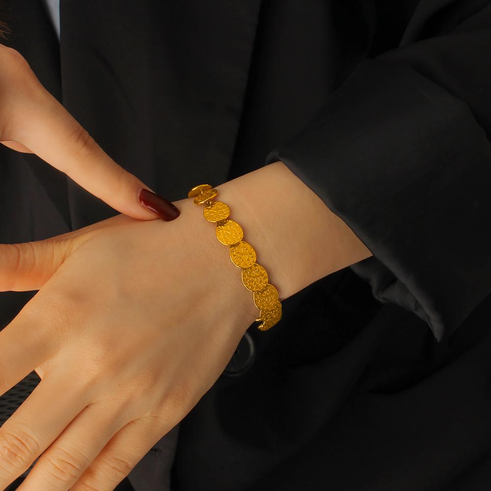 MeiShi Duo 18K Titanium Steel Ancient Coin Bracelet - Elegant INS Style Gift for Women