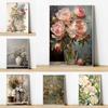 1pcs Creative Vase Bouquet Canvas Art Print, Classic Floral Wall Art and Nature Style Wall Decor for Art Home Decor
