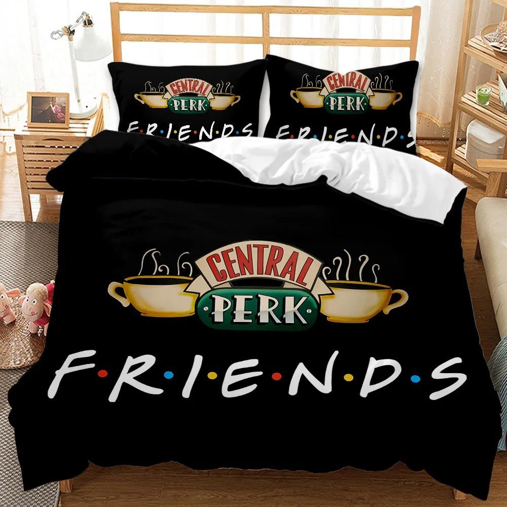 Friends  Forever Bedding Duvet Cover With 2 Pillows Simple Style Bedding Set Relaxed Soft Queen Size Modern Home Pattern Style