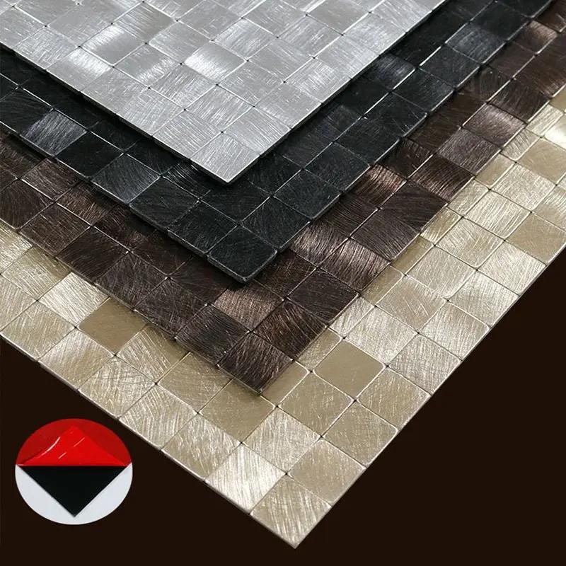 Mosaic Metal Aluminum Plastic Panel Wall Sticker Self-adhesive Gold Abstract Waterproof Kitchen Bathroom Tiles Wall Decors