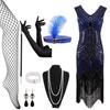 Hot Sale Vintage Sequins Tassel Dress Prom Evening Dress Accessories Set