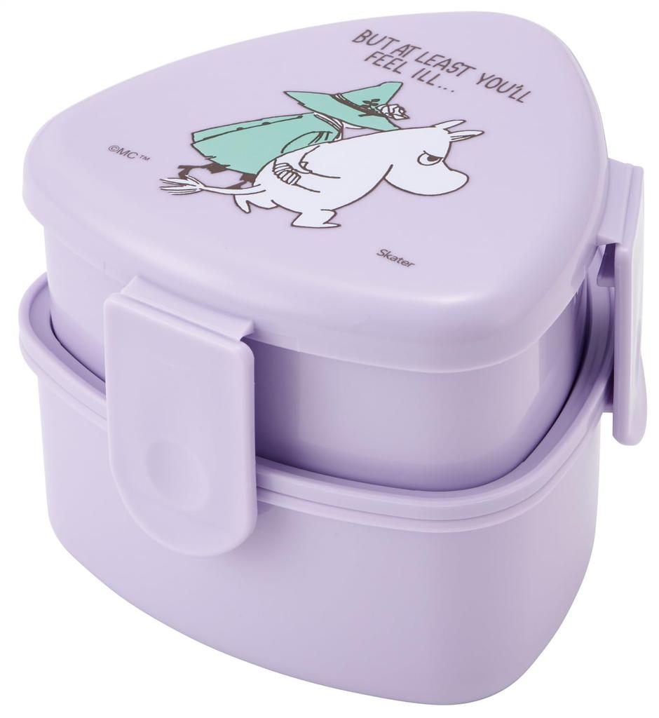 Skater Antibacterial Triangular Rice Ball Lunch Moomin for Kids Box, Two-Tier, 500ml, Microwaveable, Design, (ONWT1AG69342)