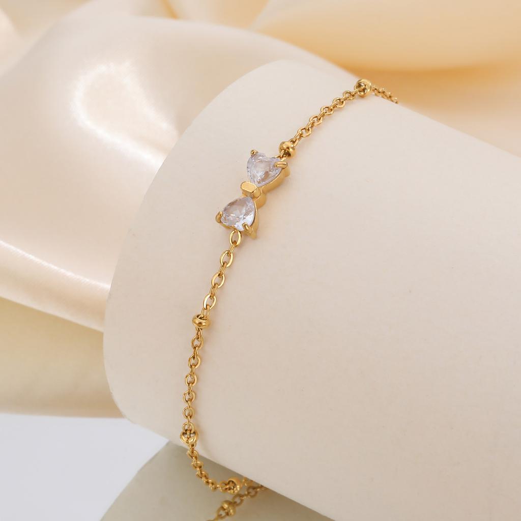 Chic Geometric Zircon Bracelet for Women Stainless Steel Cross Zircon Bracelets Gold Plated Fashion Charm Jewelry Christmas Gift