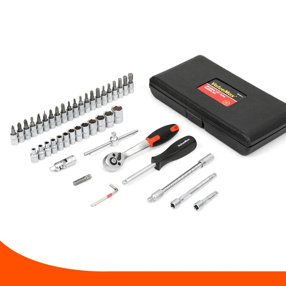 Car Repair Tool Set Box 1/4 Inch Socket Set 46 PCS Set Torque Wrench Set Ratchet Screwdriver Car Home Repair Mechanic Tool Set