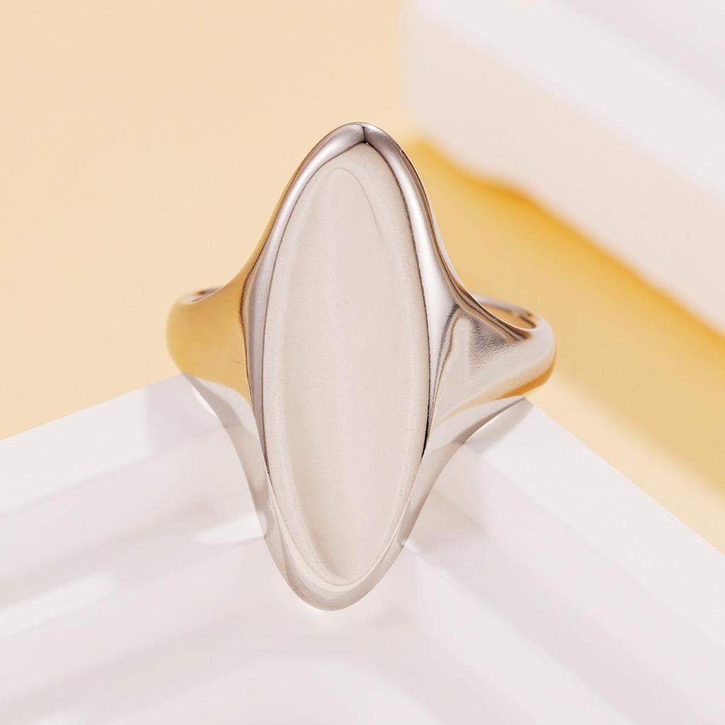 Fashion Chic Geometric Oval Stainless Steel Ring: Versatile Women's Heavy Metal Open Design