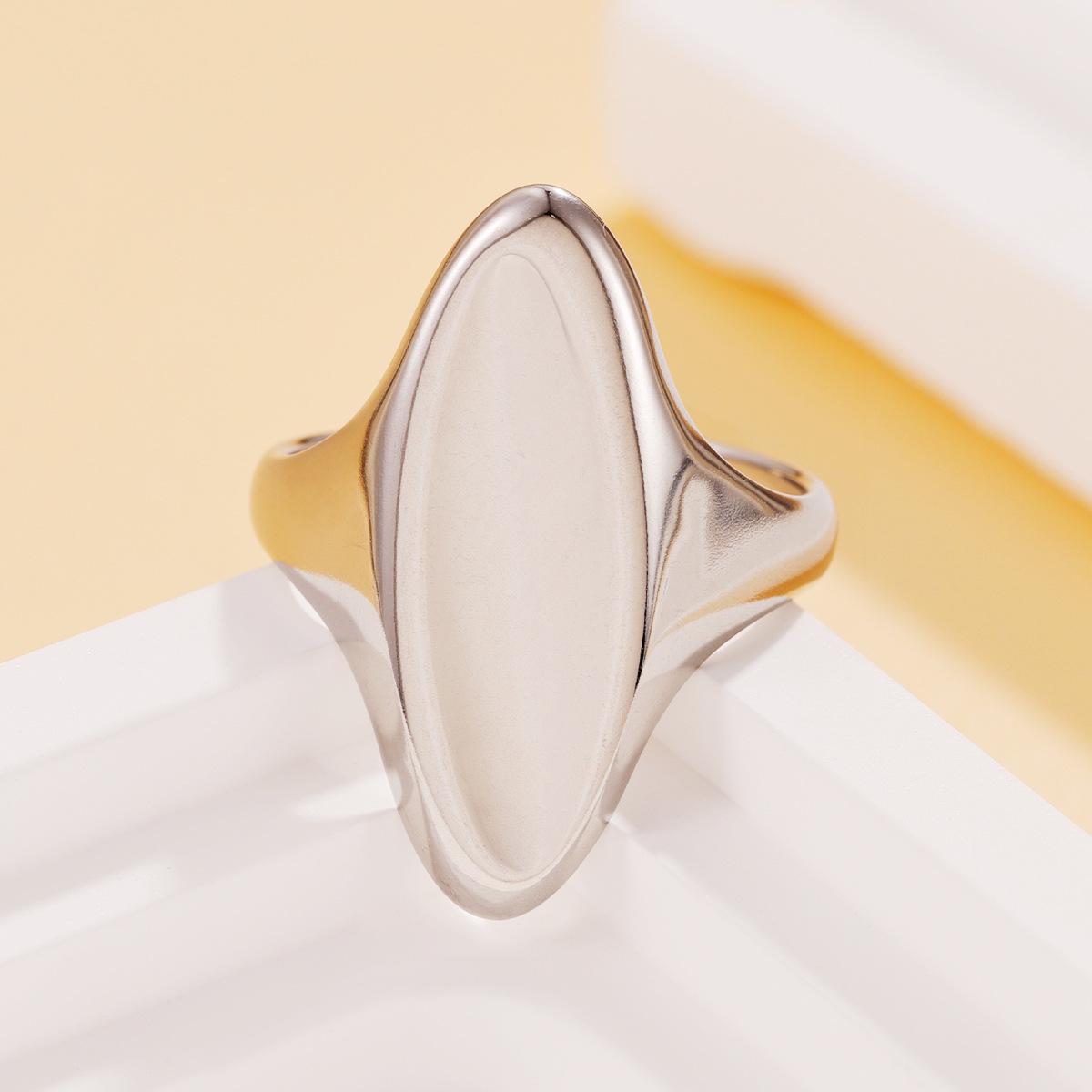 Fashion Chic Geometric Oval Stainless Steel Ring: Versatile Women s Heavy Metal Open Design