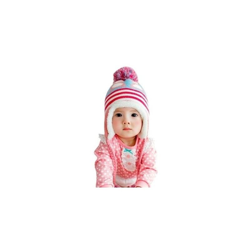 Cute Baby Toddler Girls Boys Penguin Fur Ball Knitted Winter Warm Cap With Elegant Design