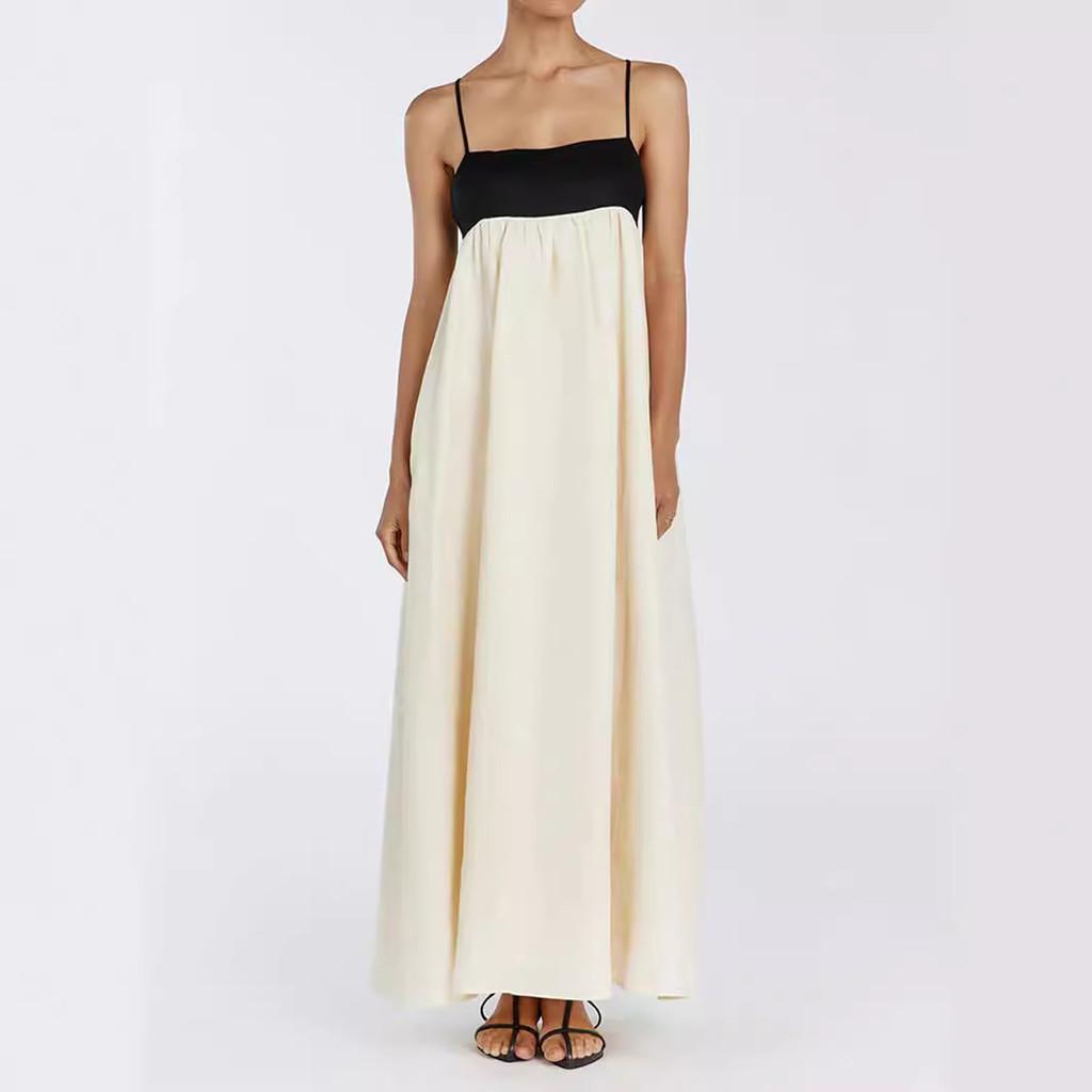 Summer Casual Cotton Linen Striped Sleeveless Maxi Dress For Women