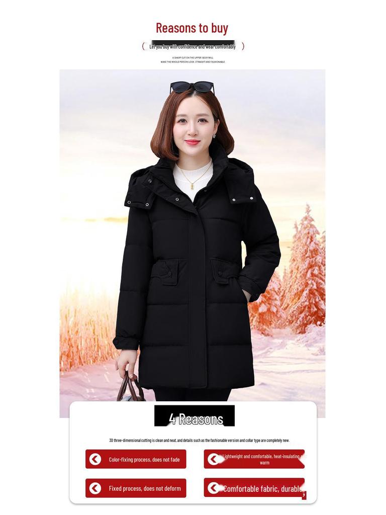Women's Mid-length Quilted Cotton Coat: 2024 Winter Loose Plus Size, Thickened & Padded Jacket