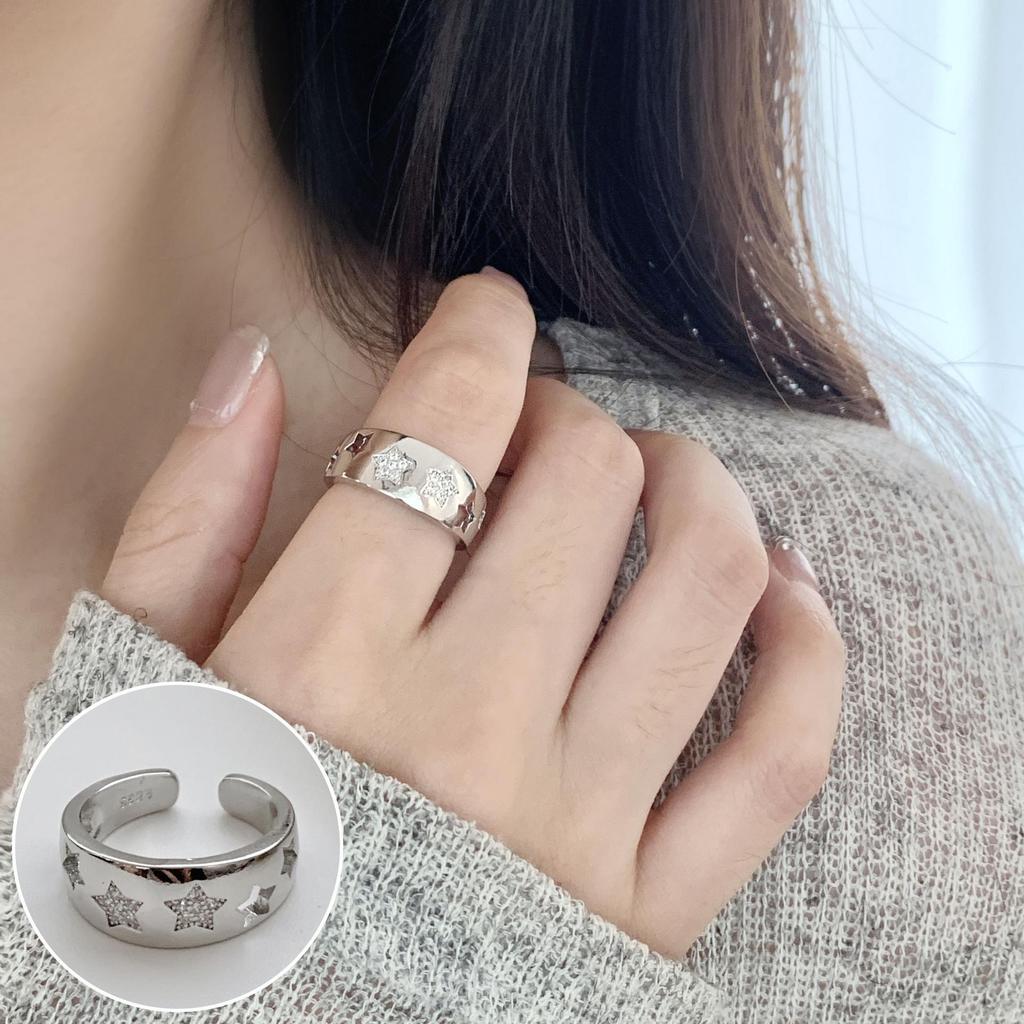 Women's Retro Black Oval Geometric Open Ring - Versatile Fashion Index Finger Jewelry