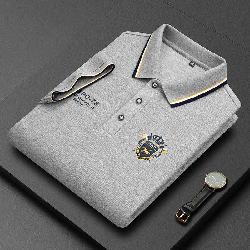 Summer Korean Fashion Men's Polo Shirt Embroidered Lapel Collar Short Sleeves Tops