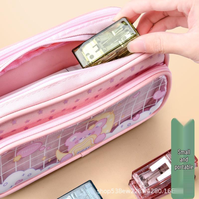 Minimalist Transparent Mini Stapler Set for Students