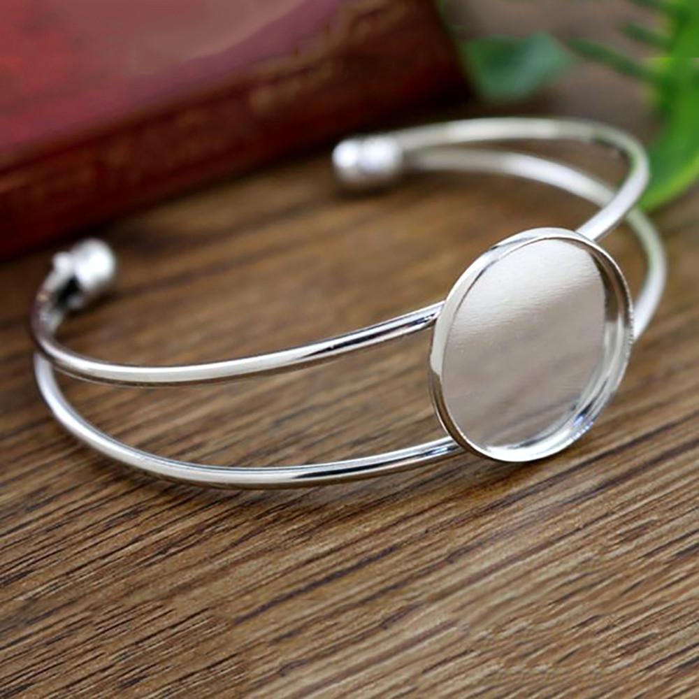 High Quality Copper Metal 20mm 7 Colors Plated Bangle Base Bracelet Blank Findings Tray Bezel Setting Cabochon Cameo