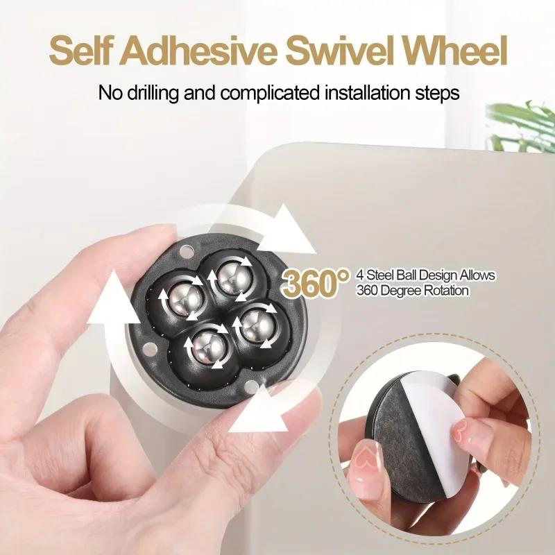 24Pack Self-Adhesive Mini Swivel Casters, 360° Rotatable Universal Wheels, Heavy-Duty Double Ball Bearings for Kitchen Applianc