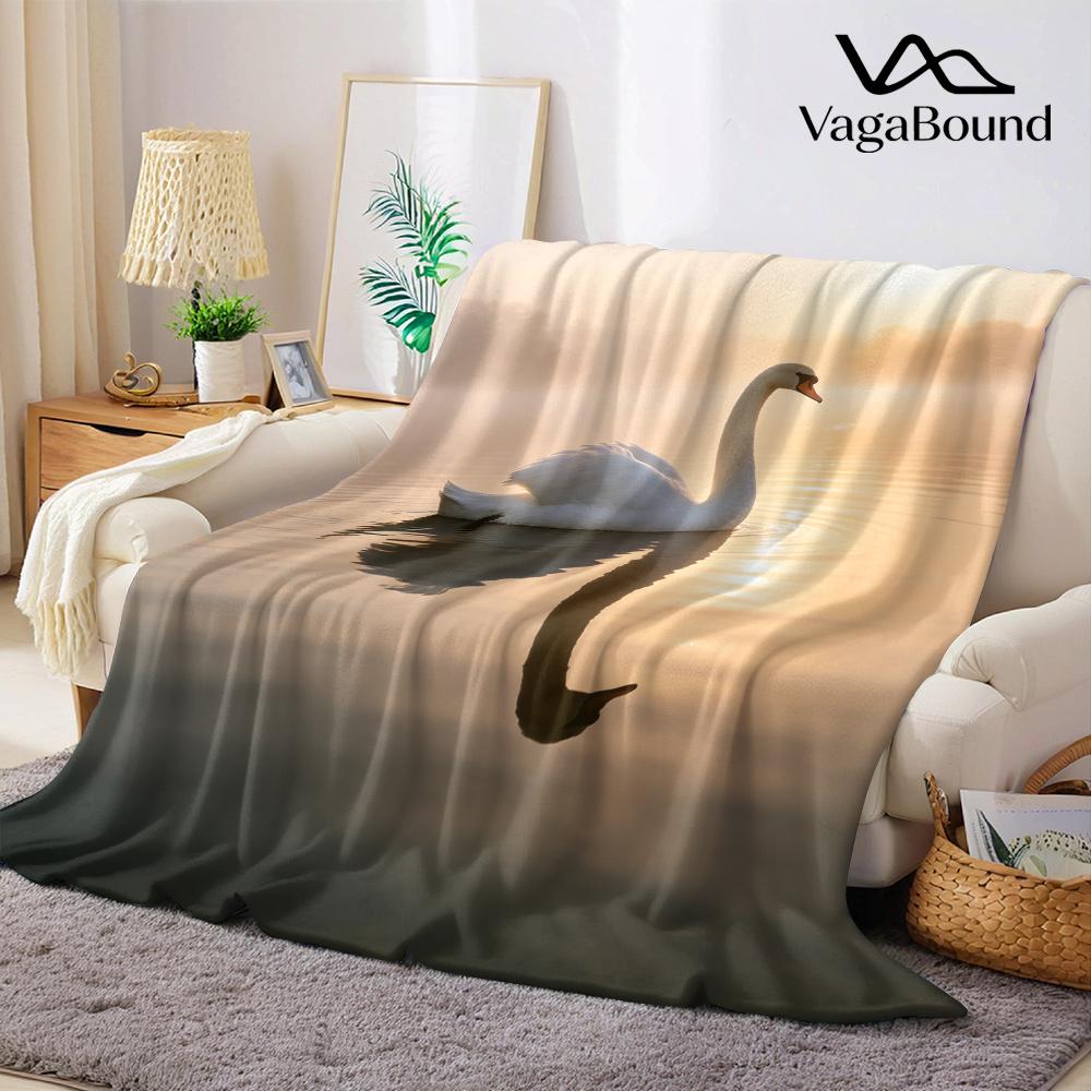 Beautiful Swan Lake Flannel Blanket Warm Soft Halloween Christmas All-Season Couch Decorative Cozy Warm Gift